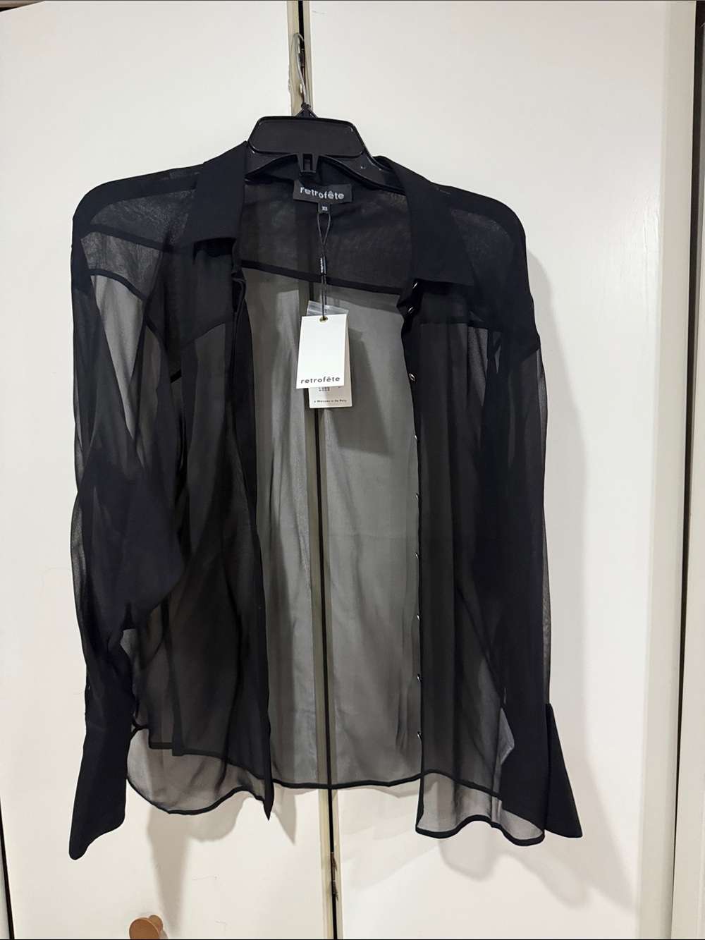 Retrofete Black Sheer Button-Up Shirt